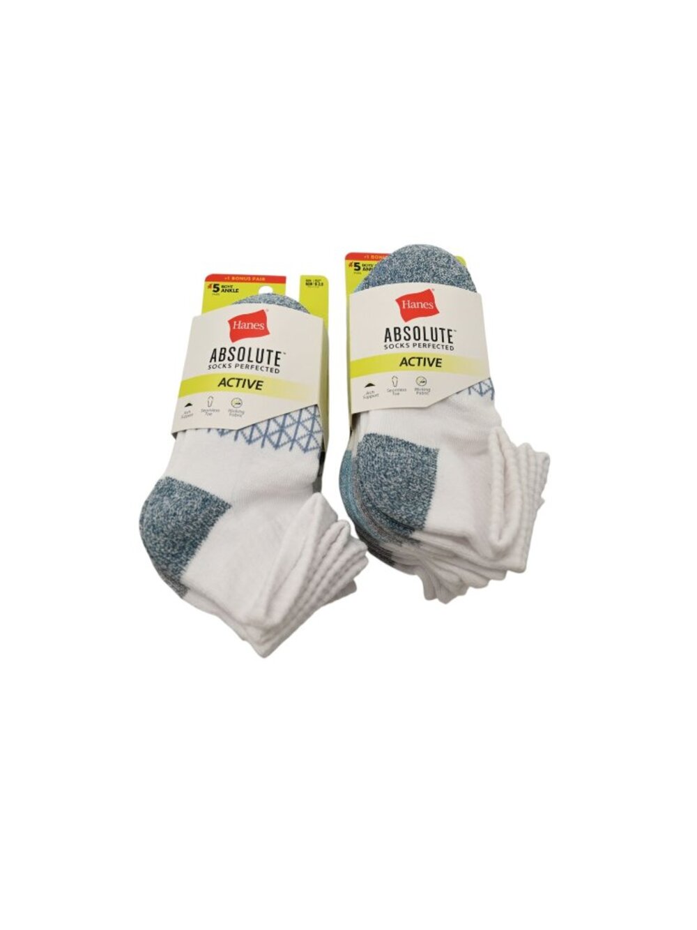 NIP Hanes Lot of 2 5 Pack Absolute Socks Perfected Active Sz M 9-2.5 Ankle